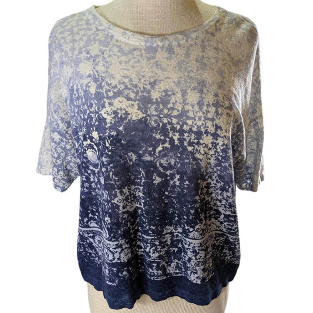 J. Jill Blue Ombre Crew Neck Sweater